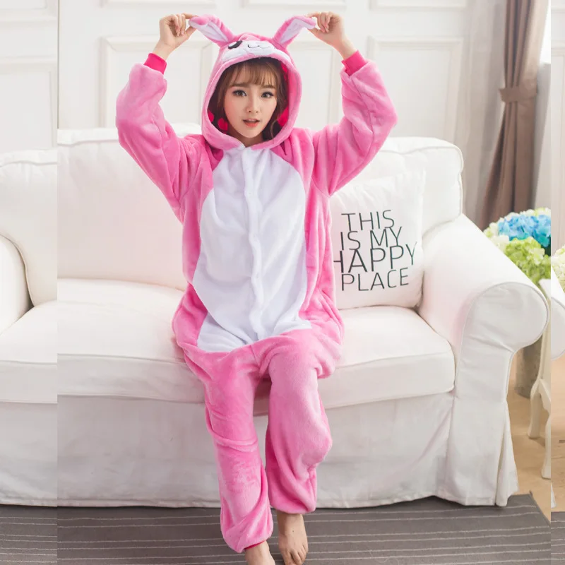 кигуруми Забавный кролик пижамы животных взрослых Onesie Кролик для женщин косплей