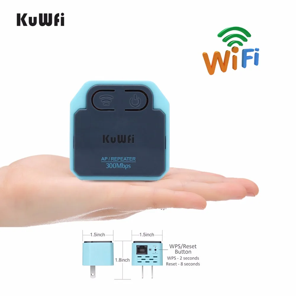 

KuWFi 300Mbps Wireless WiFi Repeater 2.4Ghz AP Router 802.11N Wi-fi Signal Amplifier Range Extender Booster With US EU Plug