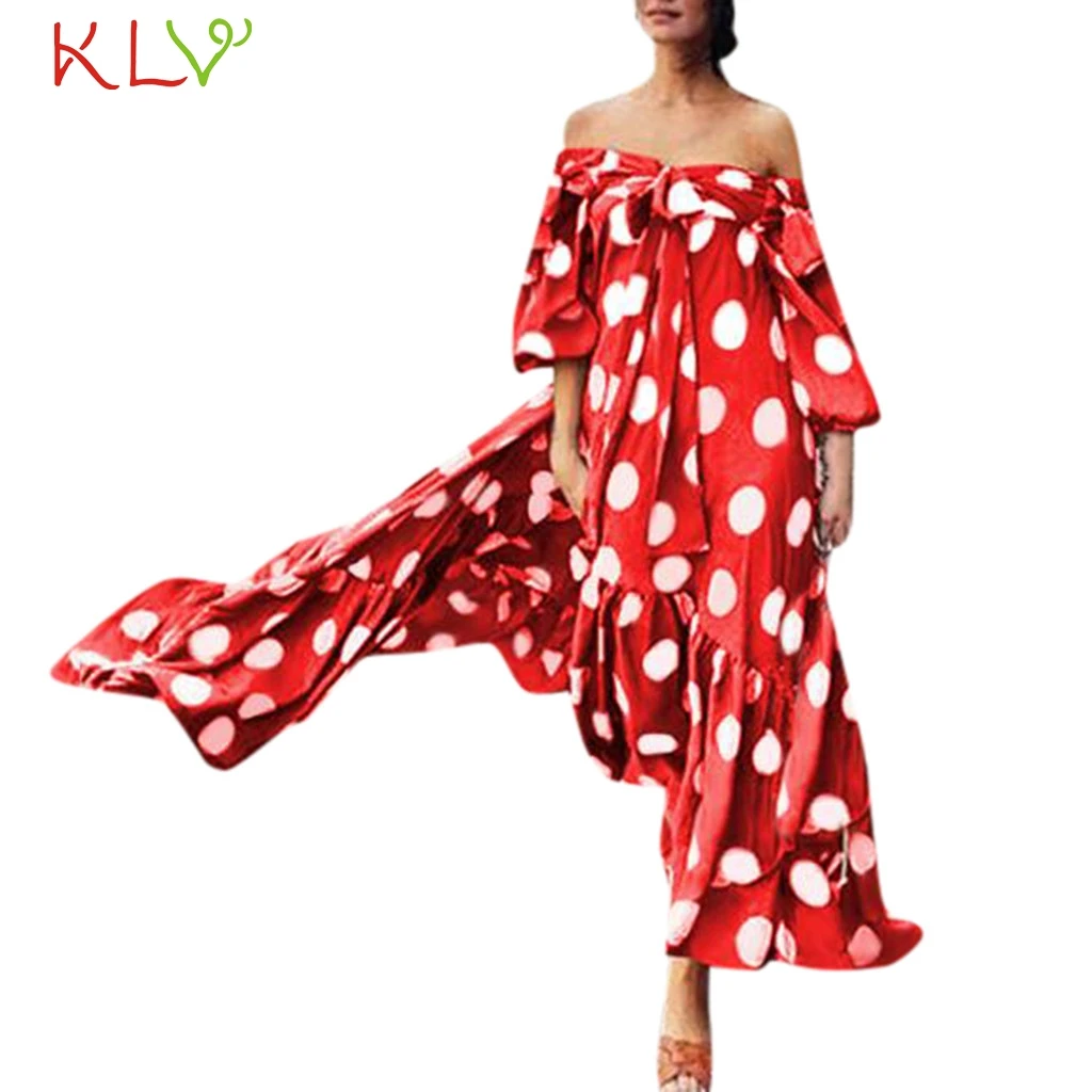 Dress Women Long Boho Dot Vintage Summer Maxi Elegant Casual Party Night 2019 Plus Size Vestidos Robe Femme 19May15 | Женская одежда