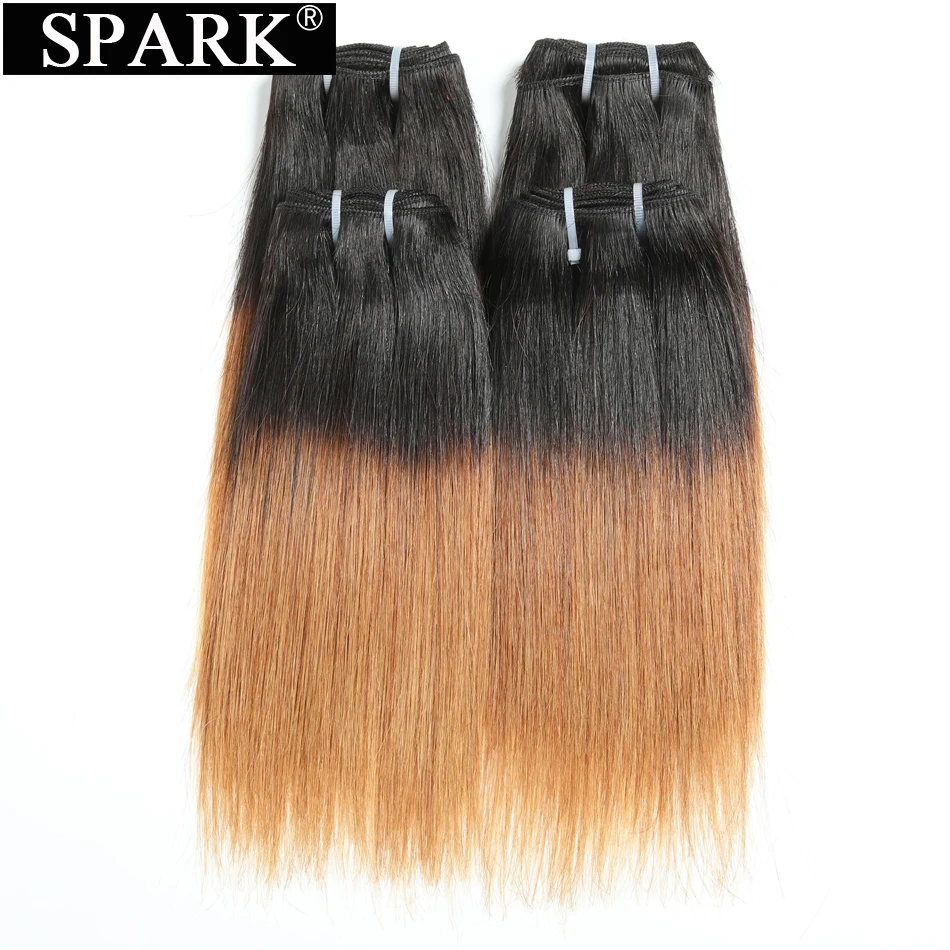 Spark человеческие волосы малазийские прямые пучки Remy 8 дюймов два тона 1B/30 и 1B/27 Ombre