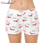 Новинка, пижамные шорты, штаны для сна, хлопковая Рождественская такса с шапкой Санты и надписью, милая Свободная Женская пижама с эластичным поясом B7N001