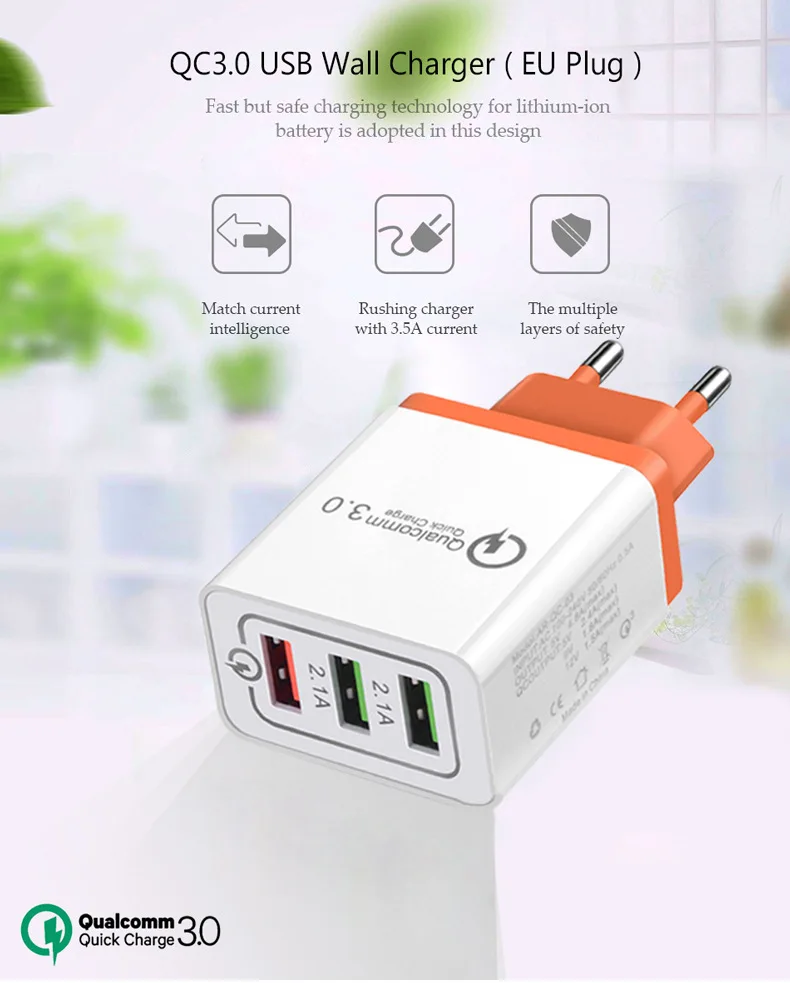 Magcle 18W USB Быстрая зарядка 3,0 5V 3A для Iphone XR XS MAX ЕС нам Подключите мобильный телефон быстрое зарядное устройство для зарядки для Samsug S10 huawei