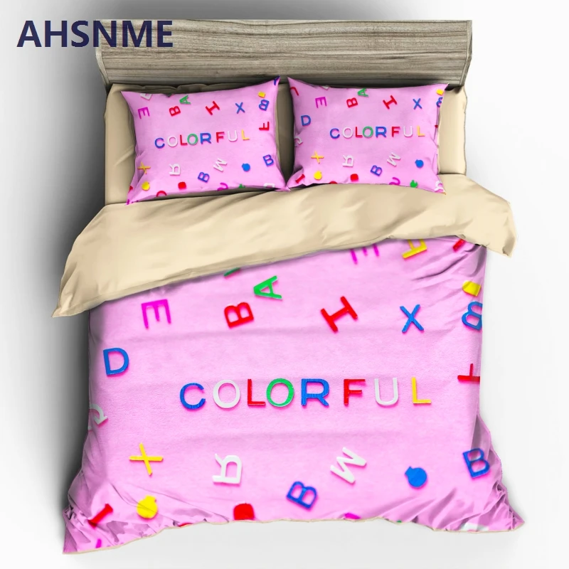 

AHSNME Pink Duvet Cover Sets 100% Microfiber Colorful Bedding Set 3pcs