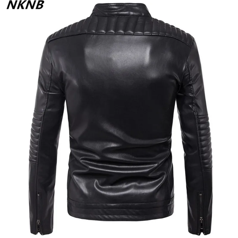 Прямая поставка кожаная куртка мужская Осенняя тонкая из искусственной кожи