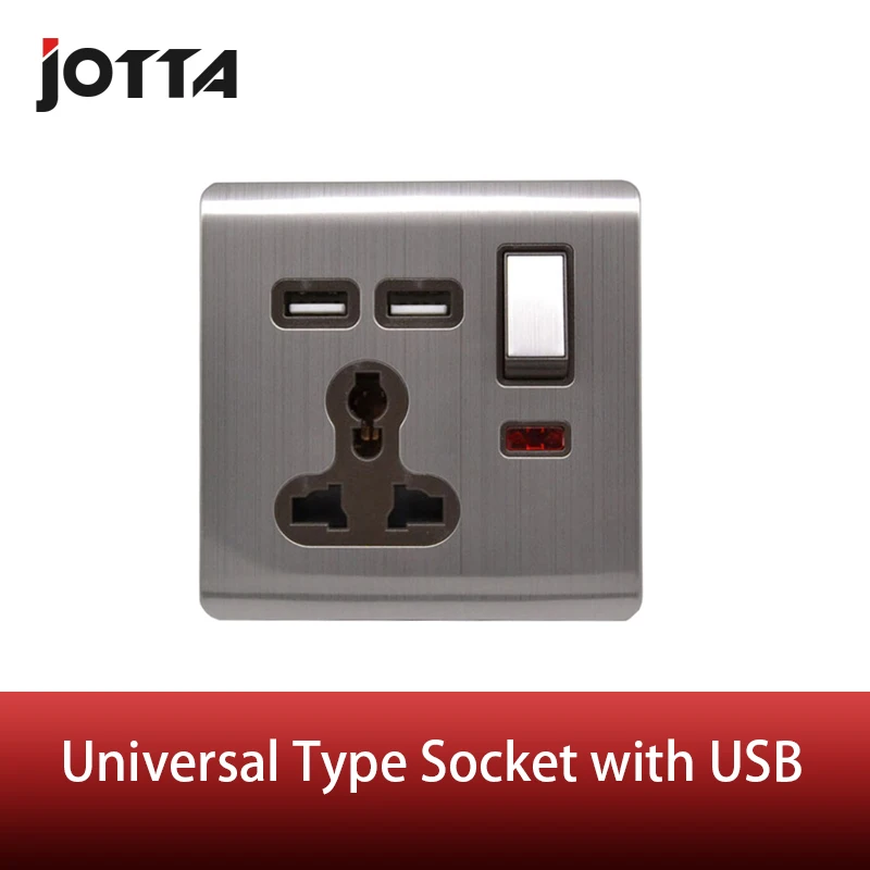 Настенная розетка 13 а с выключателем двойная настенная USB из нержавеющей стали