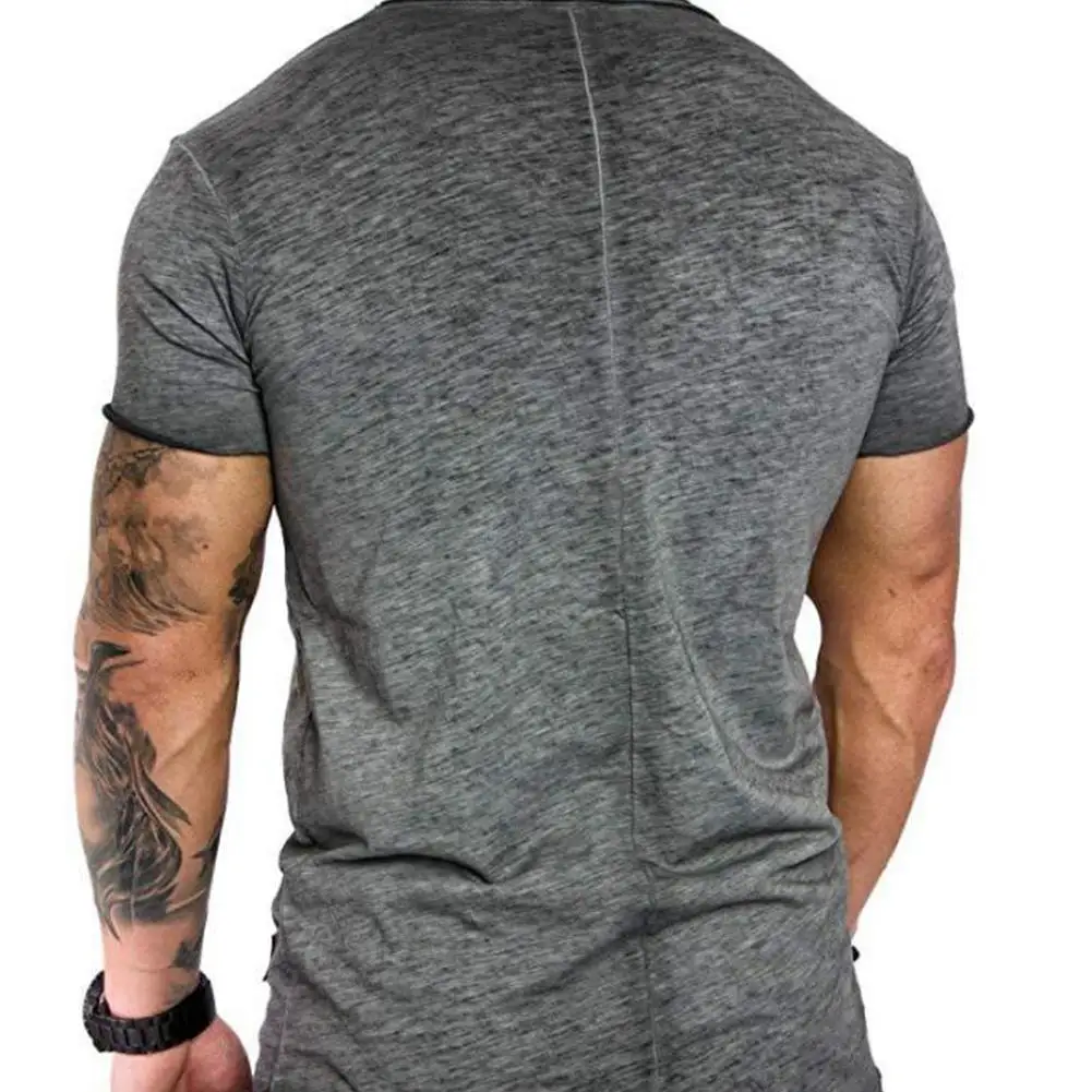 Hobbylan Мужская Однотонная футболка с круглым воротником и коротким рукавом |