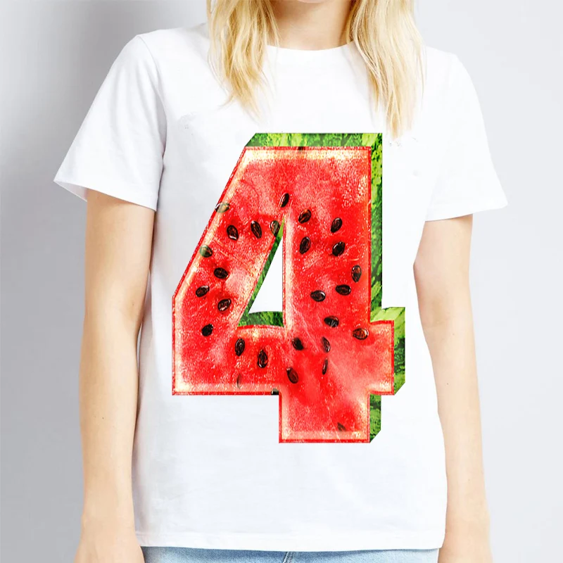 Новое поступление плюс Размеры Летняя мода арбуз короткий рукав с милым принтом