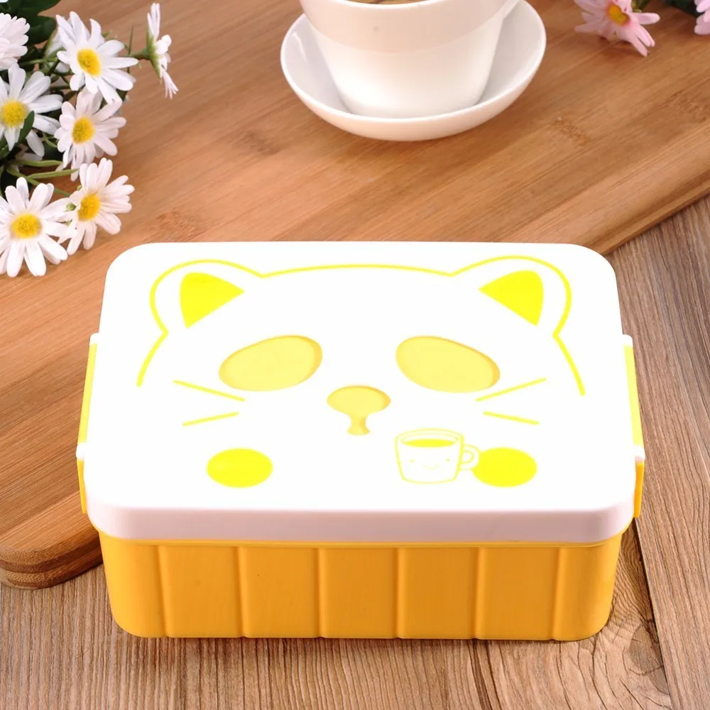 Милый Ланч-бокс герметичный Bento box Портативный школьный контейнер для еды для детей для пикника на открытом воздухе кемпинга - Цвет: C