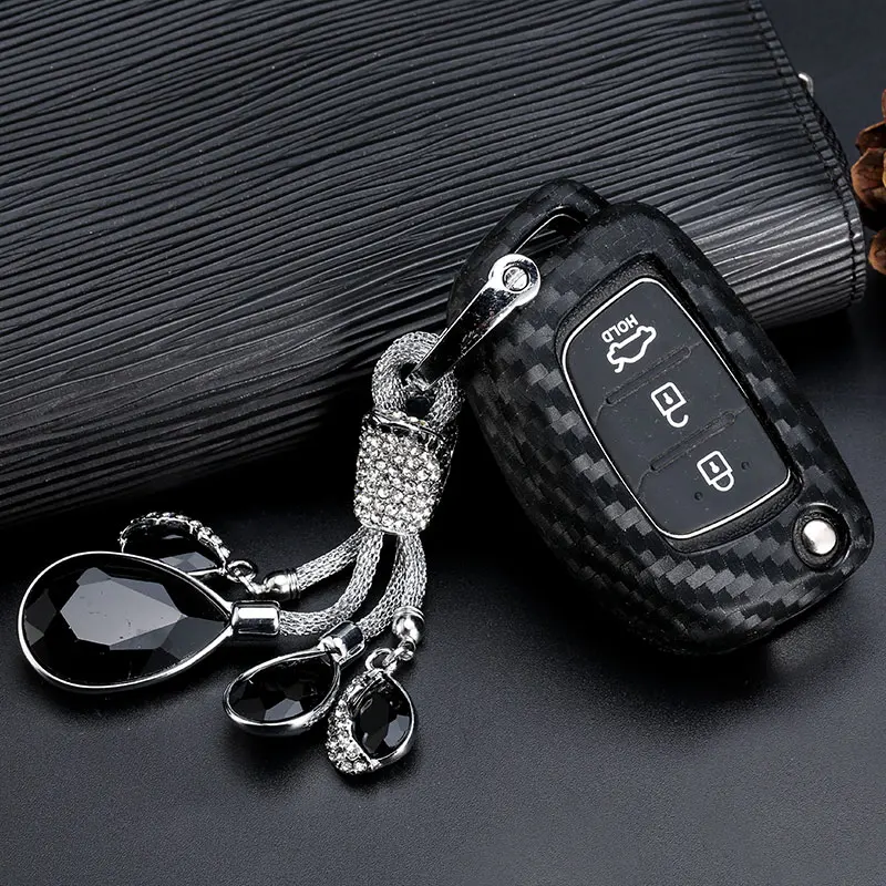 Новинка 2019 чехол для ключей из углеродного волокна с силикагелем Hyundai новая