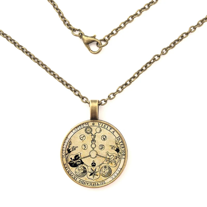GDRGYB 2019/ hot rosicrucian rose magic alchemy seal mystery antique print illustration poster glass Pendant necklace jewelry. | Украшения