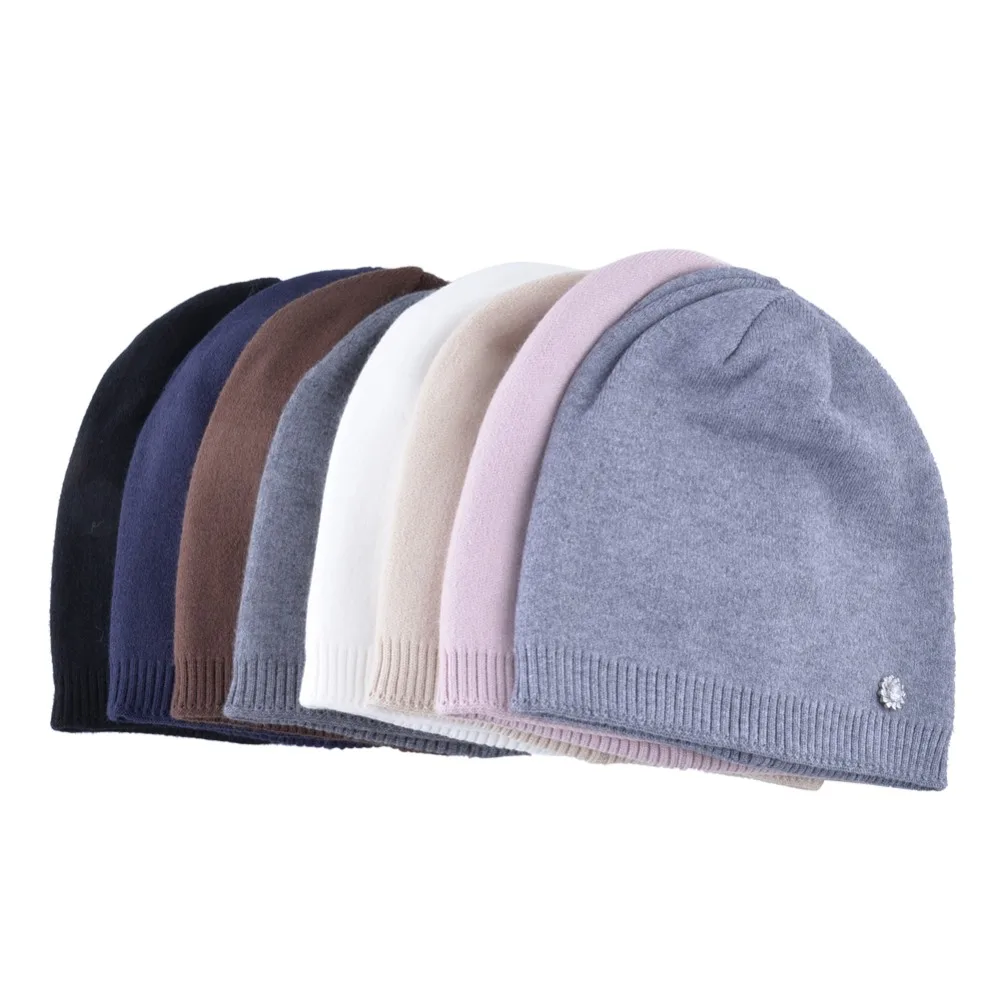 Мягкие вязаные шерстяные шапки бини женские элегантные однотонные Цвет шляпа с