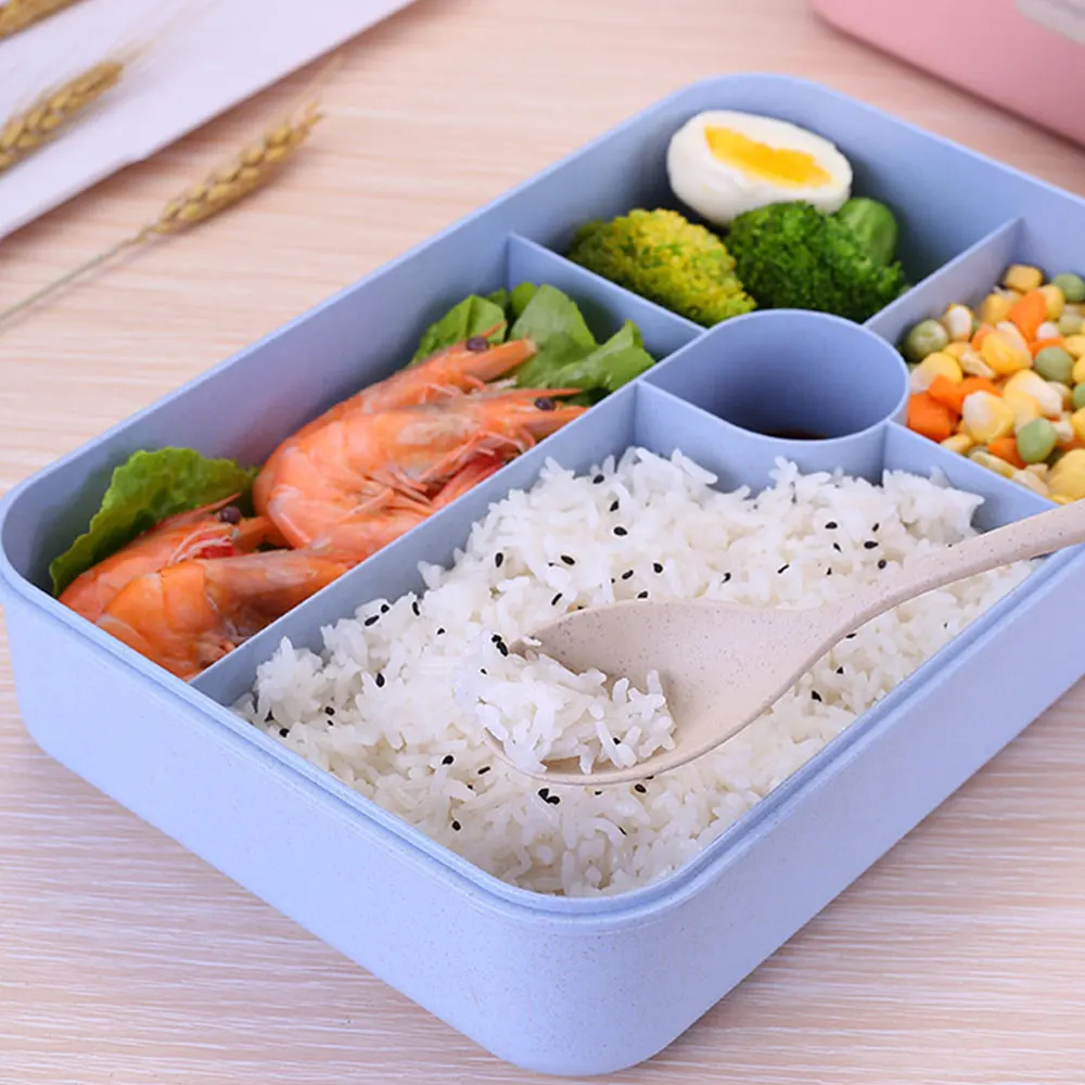 IVYSHION 3/5 сетчатый Ланч-бокс из пшеничной соломы, Bento box для студентов и школьников, портативный контейнер для хранения пищевых продуктов