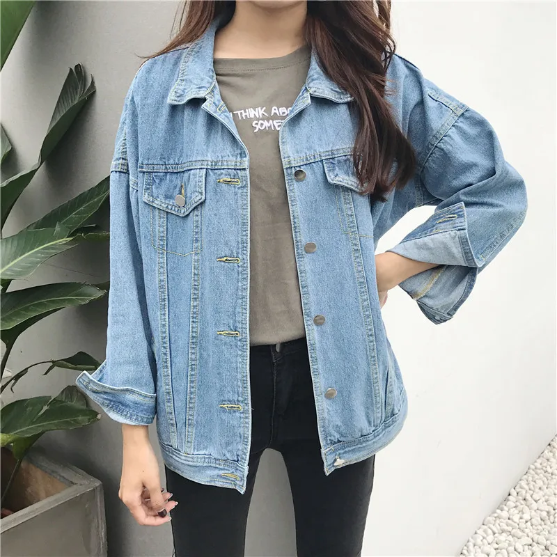 Женская джинсовая куртка с длинным рукавом повседневная облегающая из денима