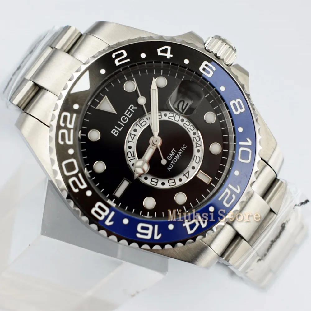 43 мм D'origine черный montre mode pour Top marque automatique multifoncments homme календириор мужские Lumineux |