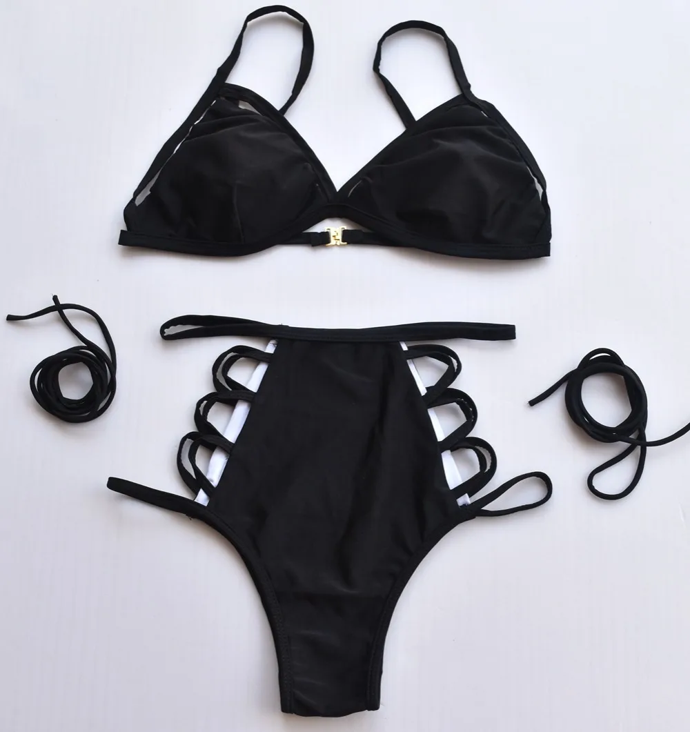 Сексуальный Холтер крест Спагетти ремни для бандажа Купальники пуш ап бикини