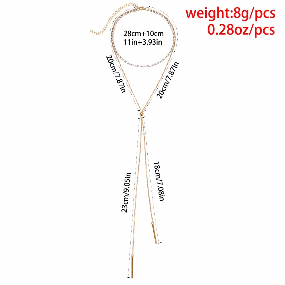 Lureme женское простое многослойное Длинное колье-чокер с y-образной цепочкой для