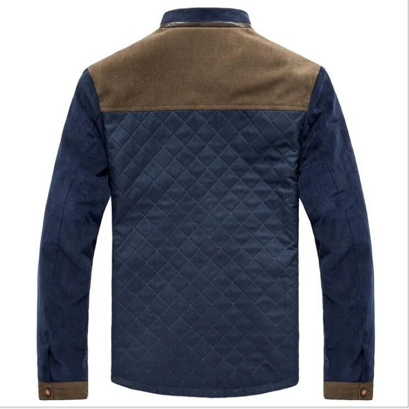 Corduroy Jacket Winter Coat Casual Male Warm Padded Cotton Jacket Casual Baseball Jacket Colorblock Corduroy Jacket