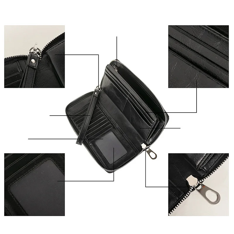 Большой дорожный кошелек, браслет, Женский Rfid блокирующий кошелек из искусственной кожи на молнии, клатч, вместительные кошельки, женский кошелек
