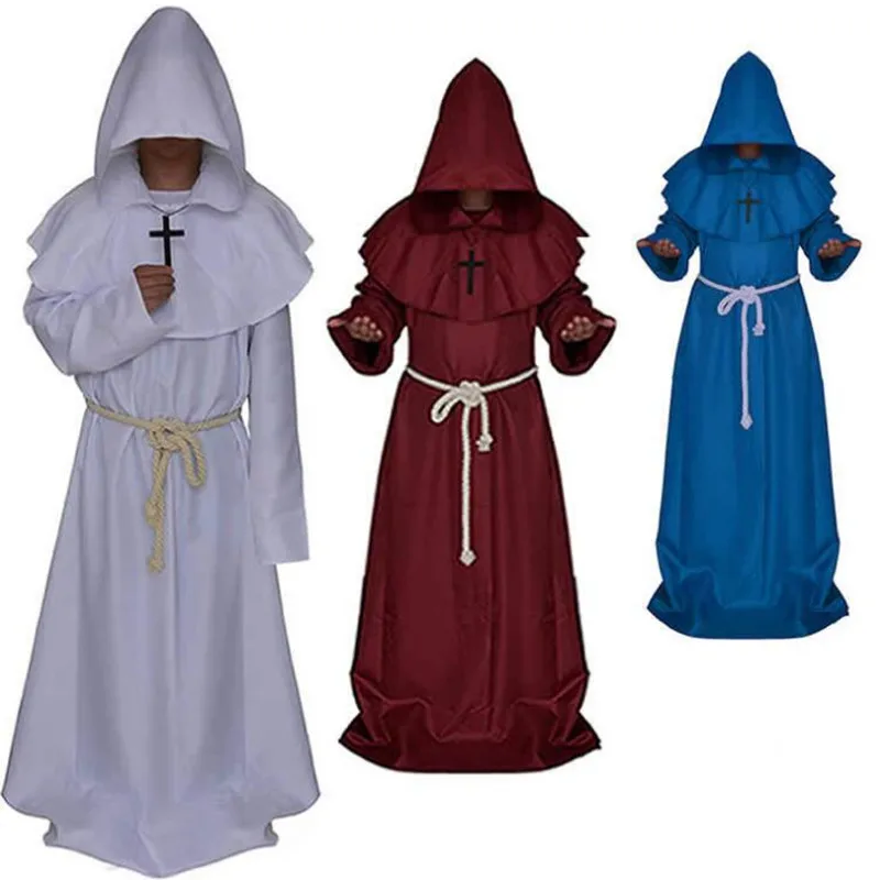 

Adults Men Middle Ages Monk Costume Cosplay Priest Costumes Robe Halloween Carnival Masquerade Party Supplies Christmas