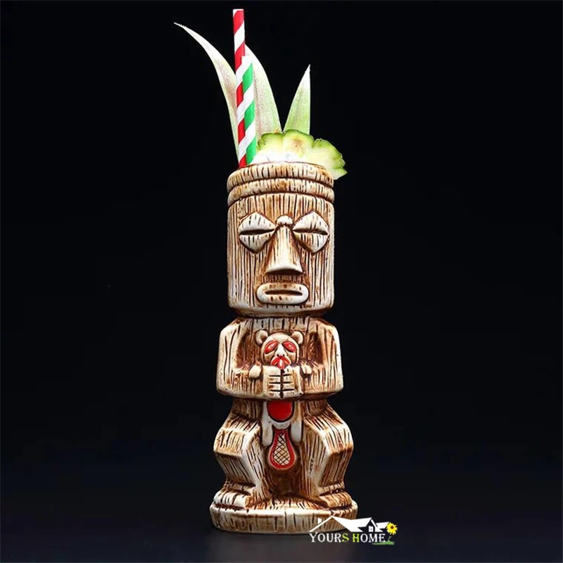 1 штука, 480 мл, Гавайские кружки Tiki, Коктейльная чашка, пивная кружка для напитков, винная кружка, керамические кружки Ku. Ku. Kauioo