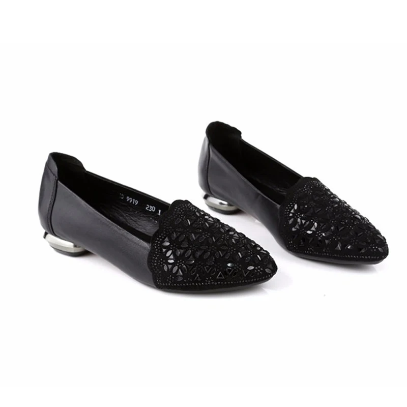 

CEYANEAO Shallow Women Casual Shoes Square Heels Genuine Leather Pumps Female Low Heel Shoes Office Lady Footwear Zapatos Mujer