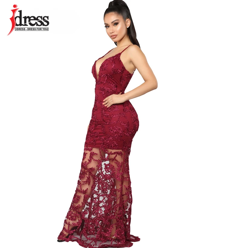 IDress 2019 Runway дизайн красный синий черный Женское облегающее длинное платье длиной