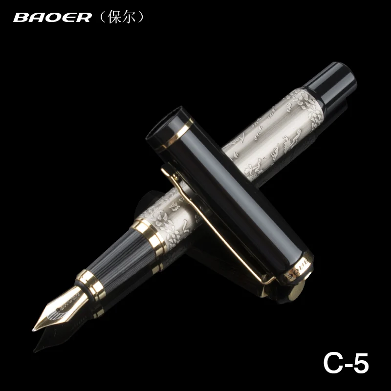 

Baoer-507 High Quality Full Metal Fountain Pen gold Clip ""Eight horse"" 0.5mm Nib Business ink Pen