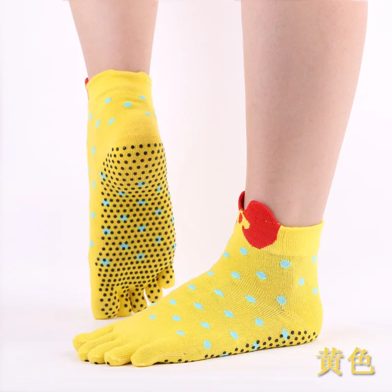 yellow 1 Pair Cute Women Colored Yoga socks Cotton Anti slip Massage Sports Socks Warm Candy Socks pilates - Цвет: yellow