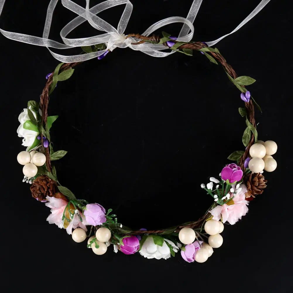 

MISSKY Women Elegant Garland Wreath Headdress Bridesmaid Fashion Headband for Photography Props