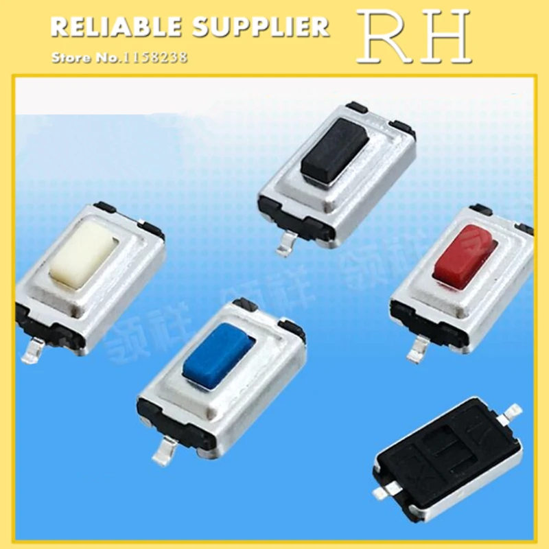 Тактовый переключатель SMD 100 шт./лот 3*6*2 5 мм 2-контактный кнопочный красный синий