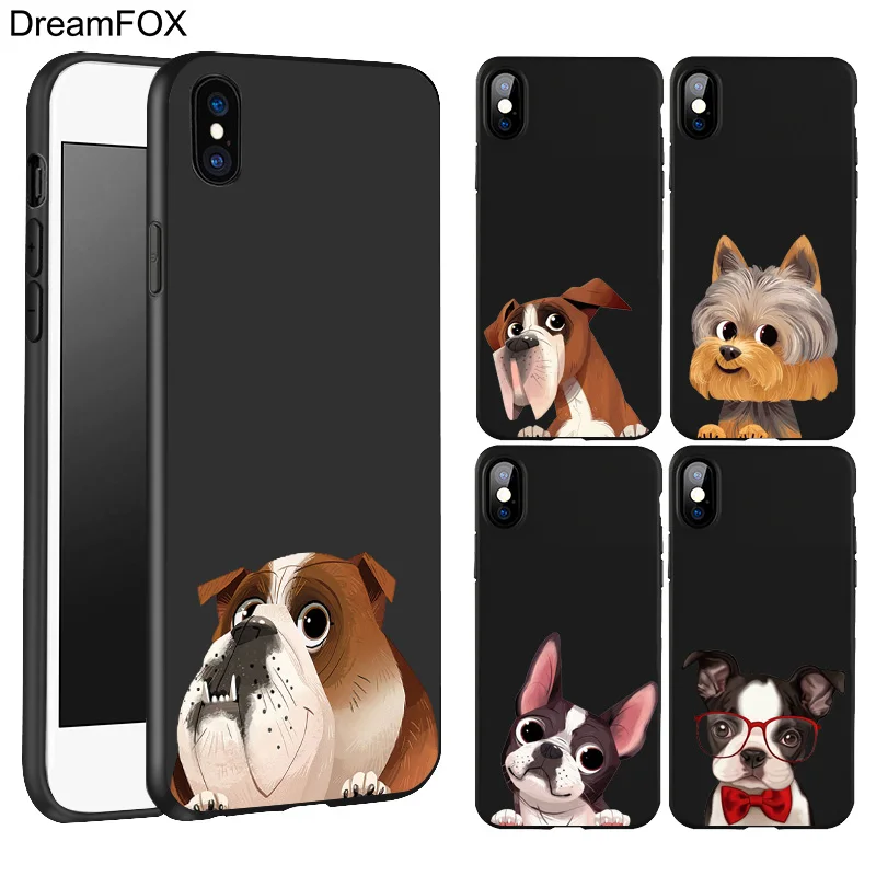DREAMFOX L518 милый щенок Мопс Черный Мягкий ТПУ силиконовый чехол для Apple iPhone 11 Pro XR XS Max