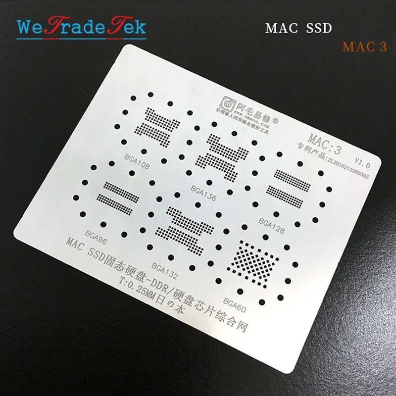 Микросхема MAC BGA набор трафаретов для припоя шаблон Macbook SSD DDR BGA108 BGA136 BGA128 BGA96 BGA132 BGA60