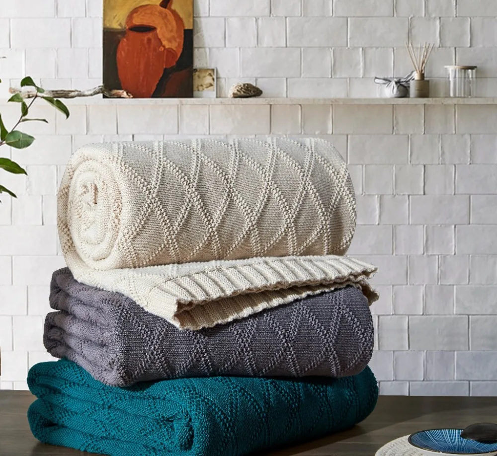 

New Northern Europe Plaid Throw Blanket Solid Blankets Carpet Sofa Cover Quilt Knitted Blanket 120*180cm 180*200cm