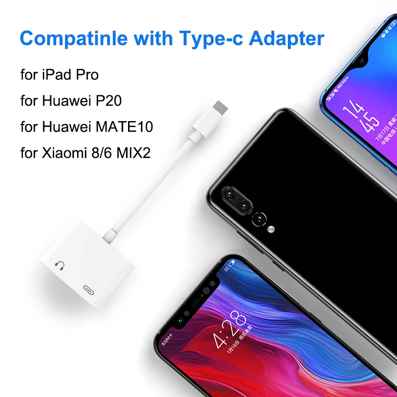 2 в 1 быстрая зарядка гарнитура адаптер Type C USB 3 5 мм цифровой аудио кабель