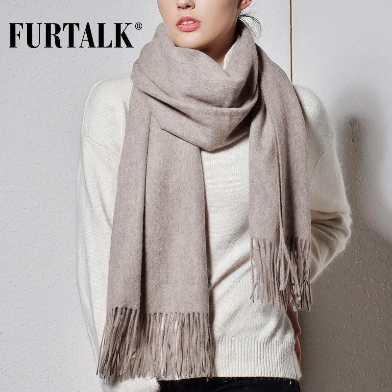 FURTALK 100% шарф из овечьей шерсти для женщин кашемировый пашмины Бандана Зима Осень