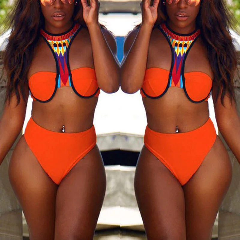 Новинка 2017 года женские бикини с высокой горловиной пуш ап комплект