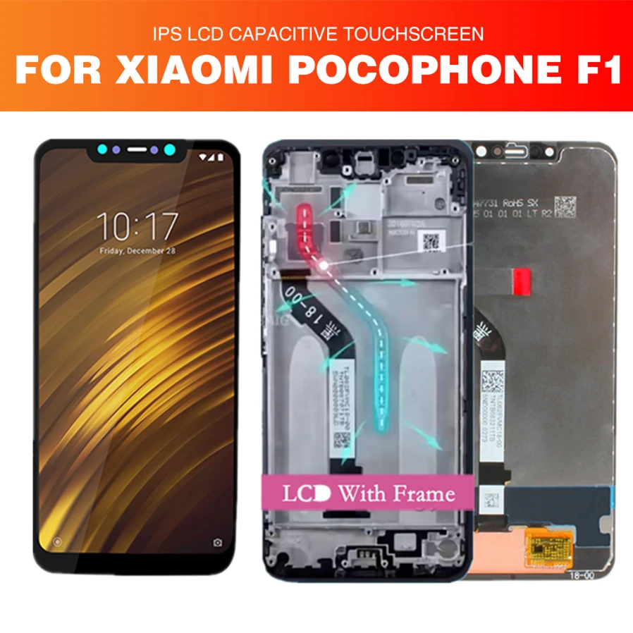 Экран для Xiaomi Poco F1 ЖК-дисплей рамка сенсорная панель для Xiaomi Pocophone F1 ЖК-дигитайзер Запасные части