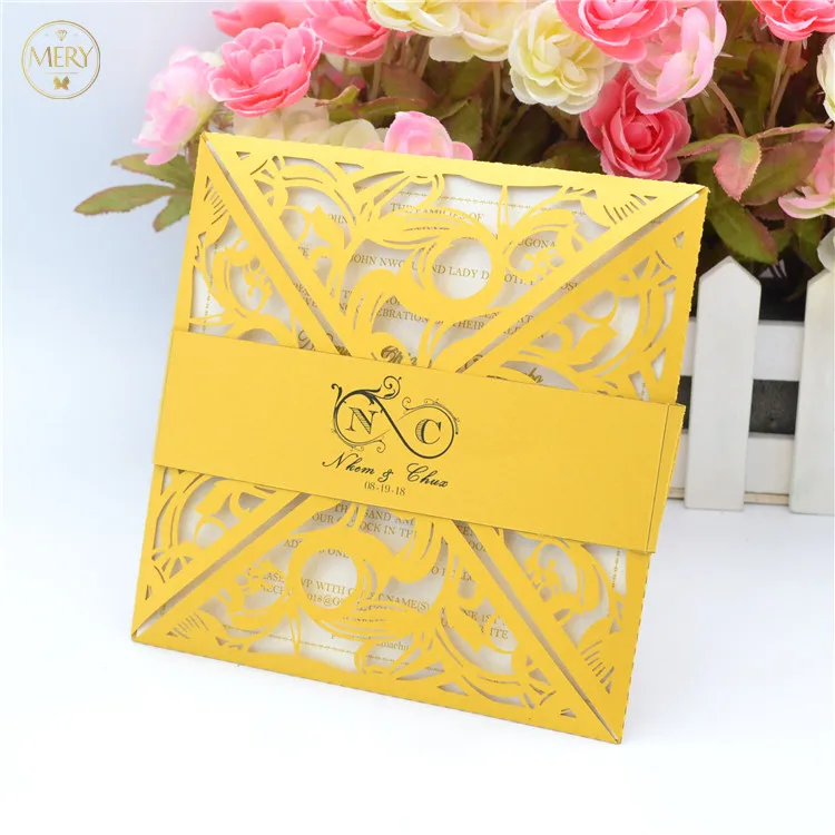 

Latest wedding card designs gold laser cut invitation cards