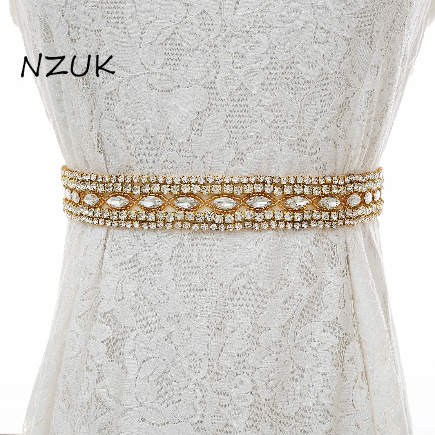 

Gold Bridal Sash Long Wedding Belt Crystal Rhinestones Bridal Belt For Wedding Party Dress ZZY197G