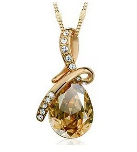 Promotion water drop Austria crystal 925 sterling silver ladies pendant necklaces jewelry for women gift shipping | Украшения и