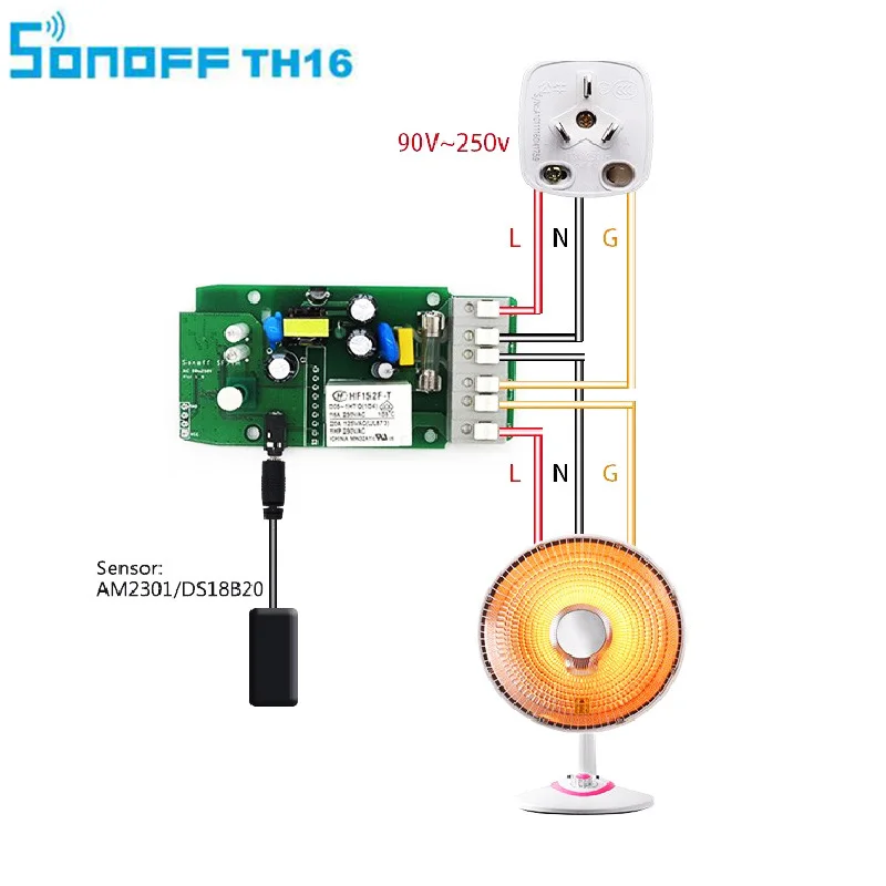 SONOFF TH16 умный Wifi переключатель мониторинга температуры и влажности домашней
