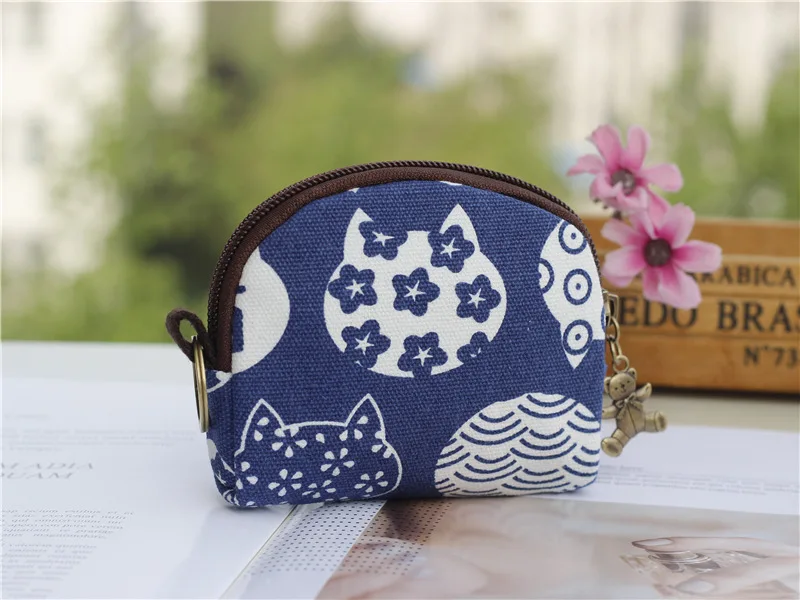 Ретро мини-сумка, женские кошельки для монет, Kawaii, короткий кошелек, для девочек, кошка, маленький холщовый кошелек, сумки для карт, женские кошельки для рук, для дам, детей