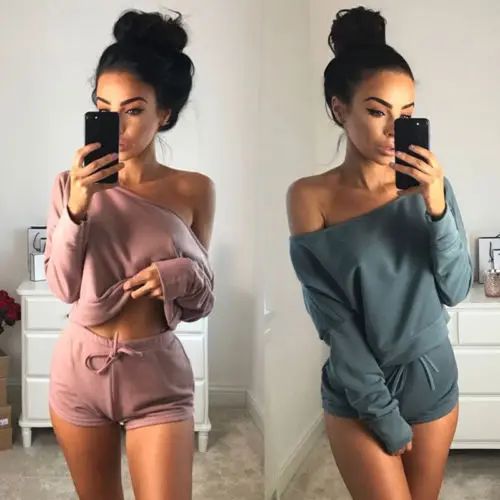 Женский комплект из двух предметов однотонный Свободный комбинезон с открытыми