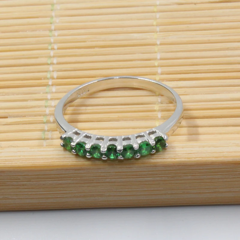 Кольцо из серебра 100% пробы с цаворитом 7 шт. 2 мм|tsavorite ring|tsavorite jewelrygifts for women |
