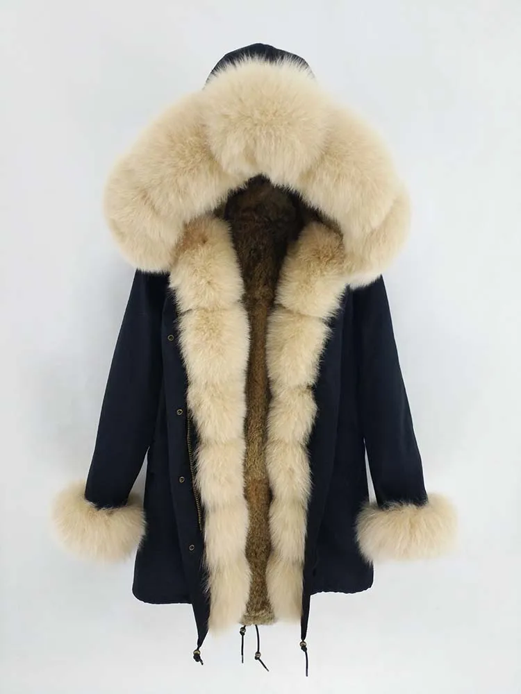 Rabbit fur liner A Mao KongLong парка зимняя куртка женские парки пальто из натурального меха натуральный мех енота капюшон Подкладка из натурального кроличьего меха Роскошная уличная одежда - Цвет: Rabbit fur liner A