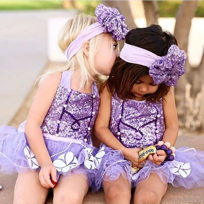 2017 Летний милый комбинезон для новорожденных девочек с пайетками София