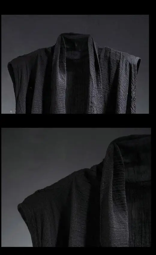 Мужской жилет без рукавов оригинальный летний подиумный длинный льняной