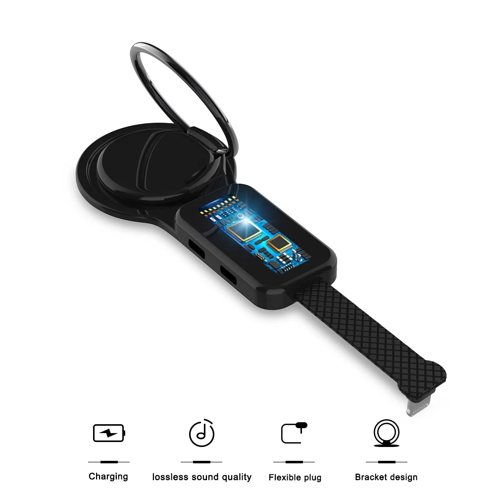 Type-C OTG двойной адаптер и кольцо держатель USB C до 3,5 мм аудио зарядное устройство Регулировка держатель телефона Быстрая зарядка для адаптера type-C Android - Цвет: Dual lightning