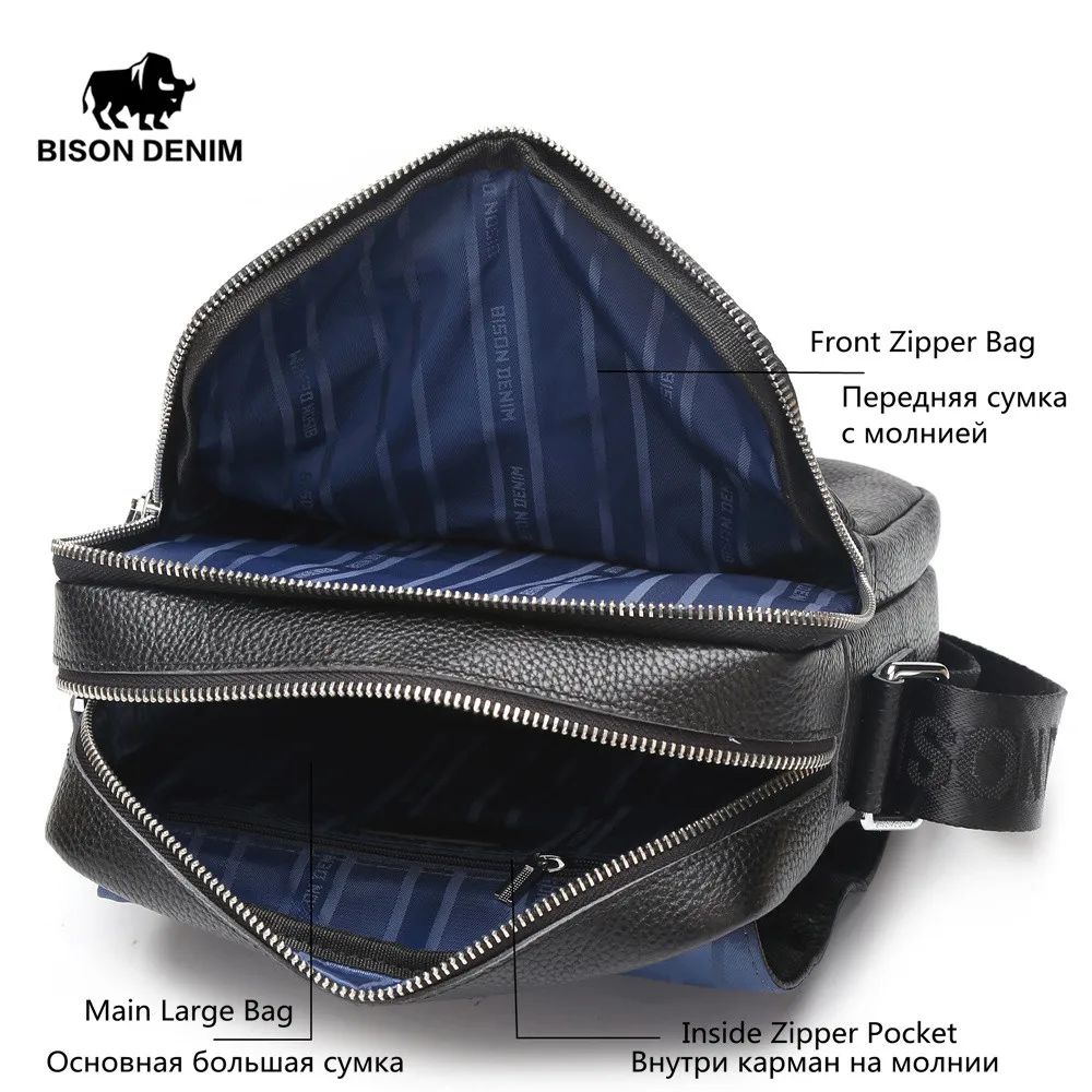 BISON DENIM бренд сумки для мужчин на плечо пояса из натуральной кожи мужчин's