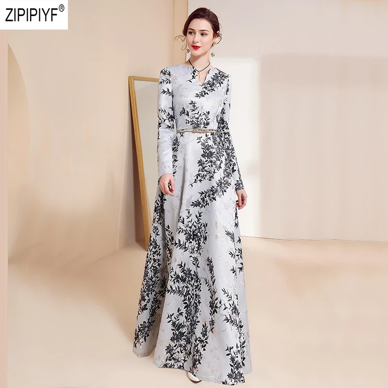 Роскошные модные женские платья с длинным рукавом и V образным вырезом бальное